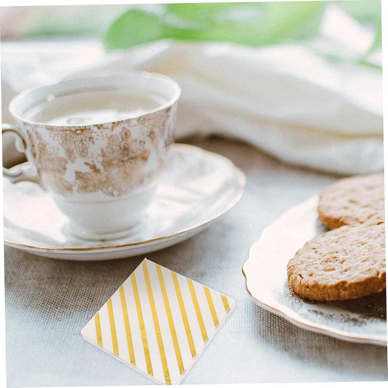 مناديل ورقية ذهبية 40 ورقة زينة حفلات استقبال الزفاف - Image 3